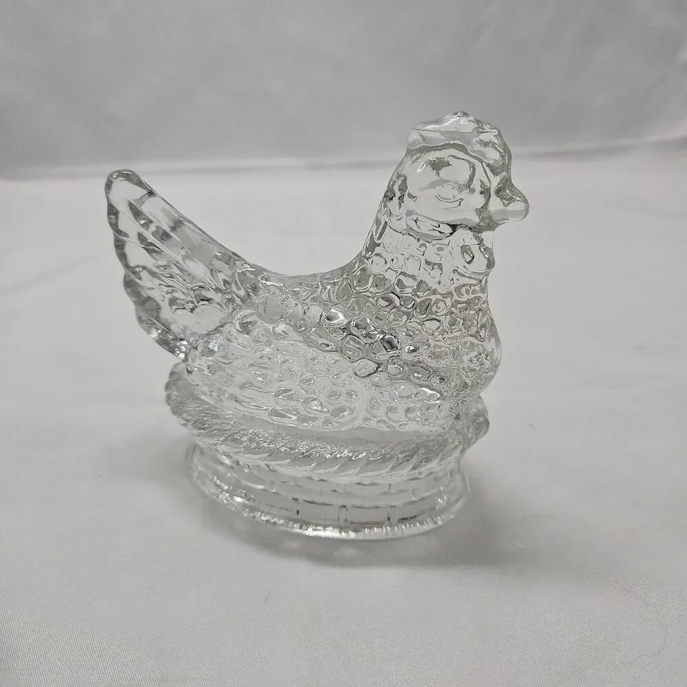 Hen on Nest Clear Glass J.H. Millstein Jeannette Vintage Dish